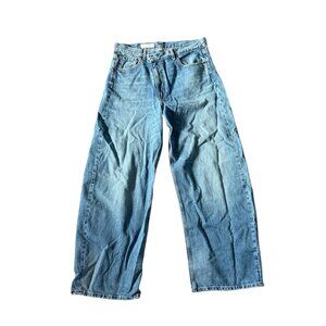 Zara Wide Leg Jeans With Slanted Closure Size 10